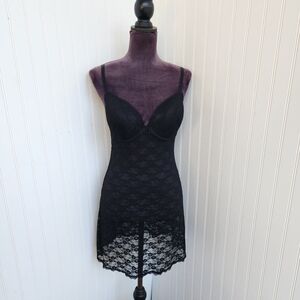 H&M Women's Balck Babydoll Sheer Lace Lingerie Gown Size 12
